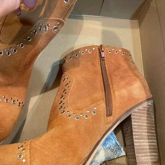Lucky Brand Boho Cute Cashew oiled Suede Leather Ankle Boots Size 8 Marionn - Picture 3 of 12